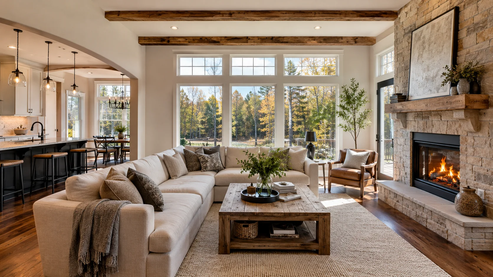 Bright, well-maintained living room interior of a Brooklyn Park, Minnesota home