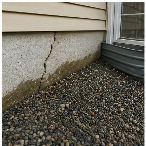 Foundation crack and grading on a Brooklyn Park, Minnesota home