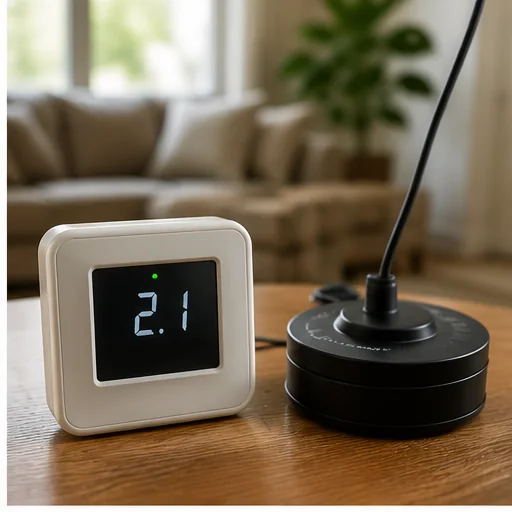 Radon monitor measuring levels inside a Brooklyn Park, Minnesota home